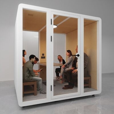 comprar Estancia insonorizada de vidrio helado completamente sellada con aislamiento acústico de 35 dB y sin herramientas Requiere montaje para reuniones de 6-8 personas Fabricación en línea