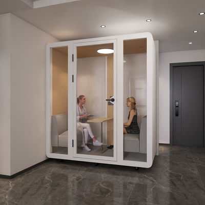 Modular Soundproof Office Pod with STC 35-45 dB Soundproofing and 2 Person Seating Featuring 7-layer Acoustic Structure