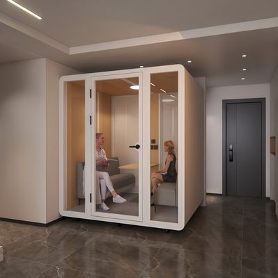 Log Cabin With An Acoustic Phone Soundproof Booth And A Portable Cabin Is A Meeting Office Pod
